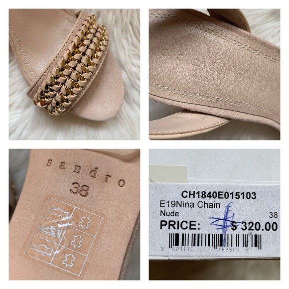 *SOLD* New! SANDRO Paris Nina Chain Tan Suede Sandals - Picture 14 of 14